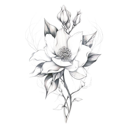 Black and Grey Magnolia Flower Design