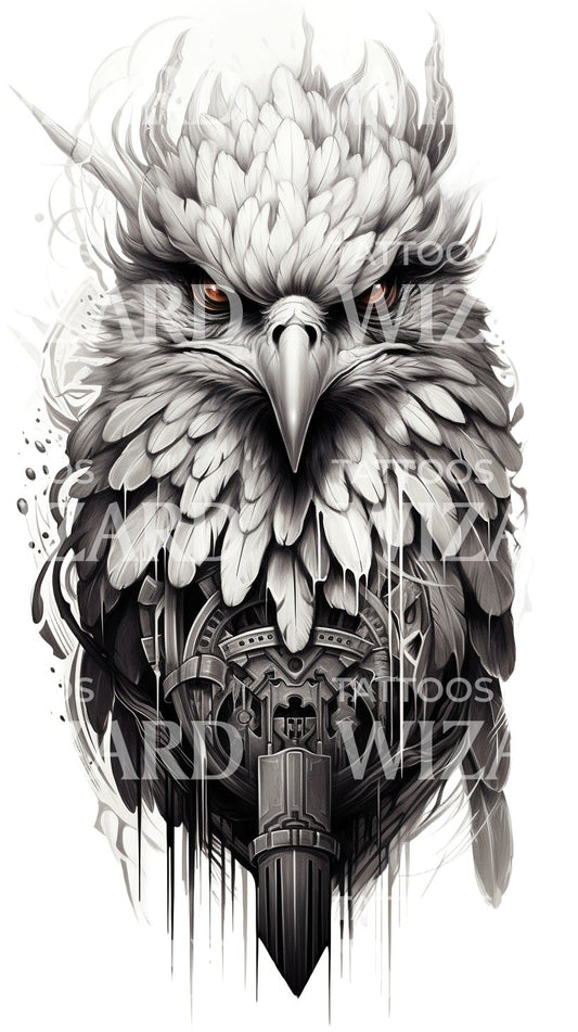 Intense Eagle Black and Grey Tattoo Design