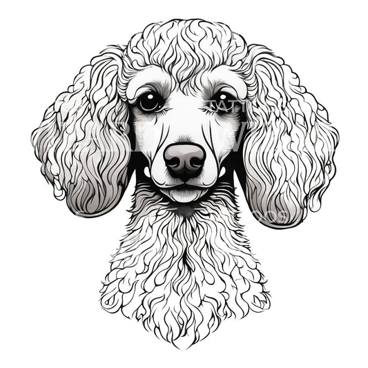 Poodle Dog Head Tattoo Design