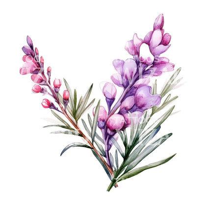 Watercolor Heather Flower Tattoo Design