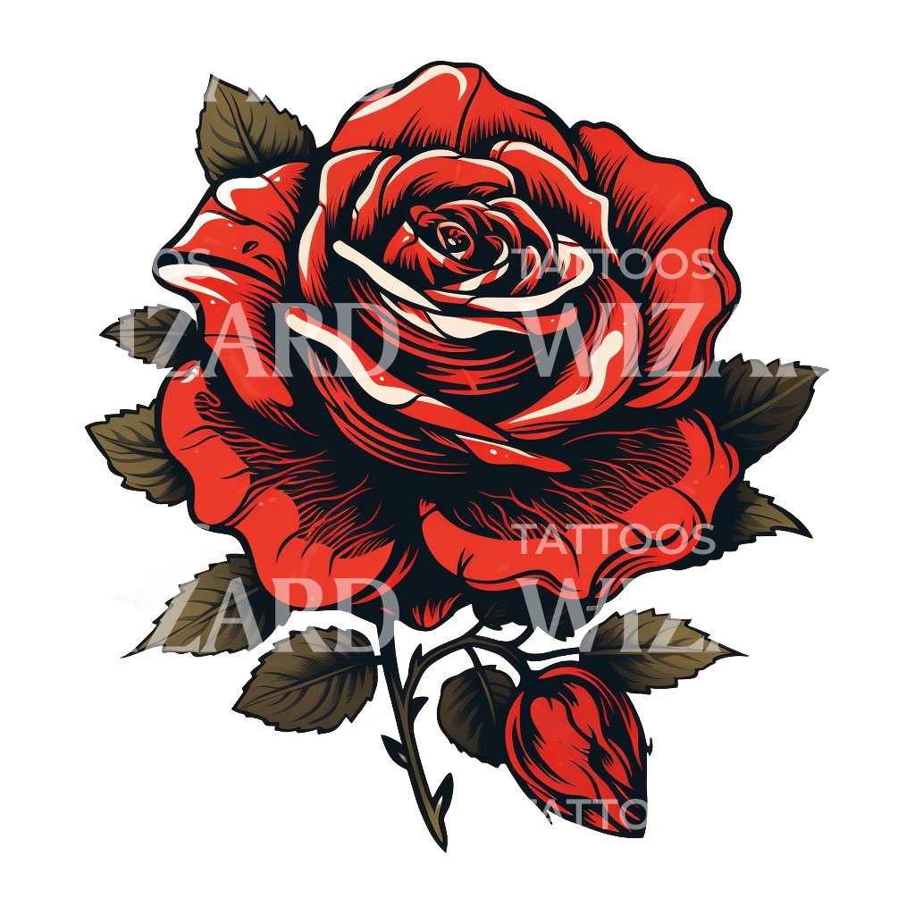 Conception de tatouage de rose rouge succulente