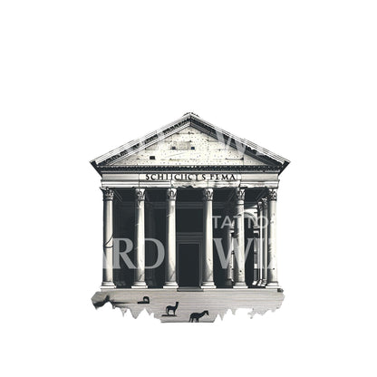 Eerie Roman Temple Tuscany Tattoo Design