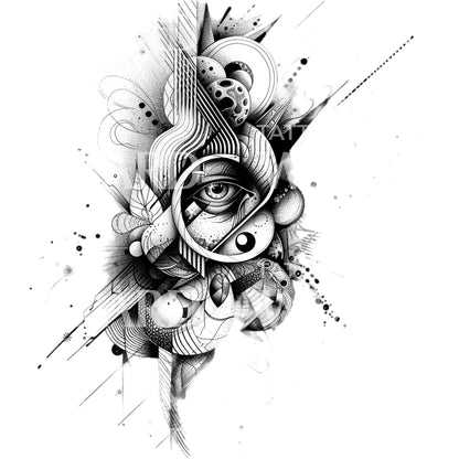 Holistic Composition Black & Grey Tattoo Design