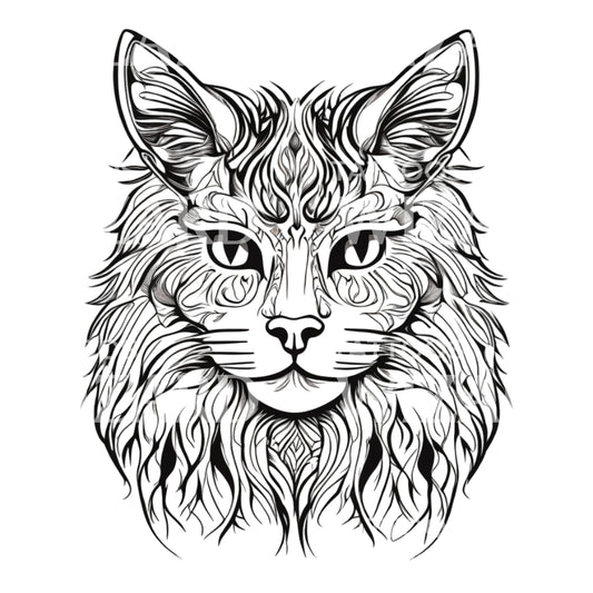 Tête de chat des forêts norvégiennes avec motifs de conception de tatouage