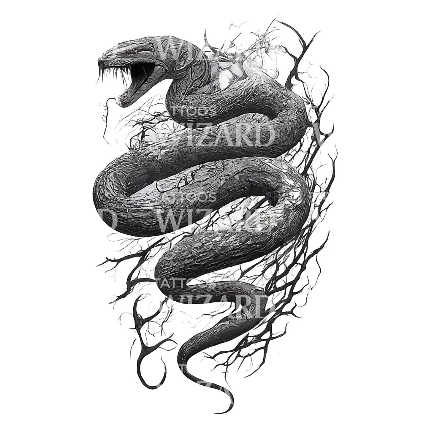 Ancient Guardian Snake Tattoo Design