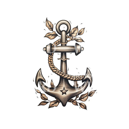 Black and Grey Anchor Tattoo Design