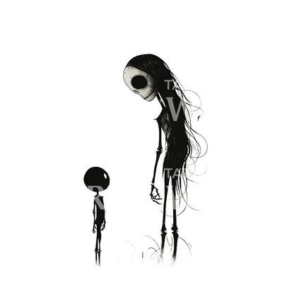 Skeleton Creature Tim Burton Style Tattoo Design