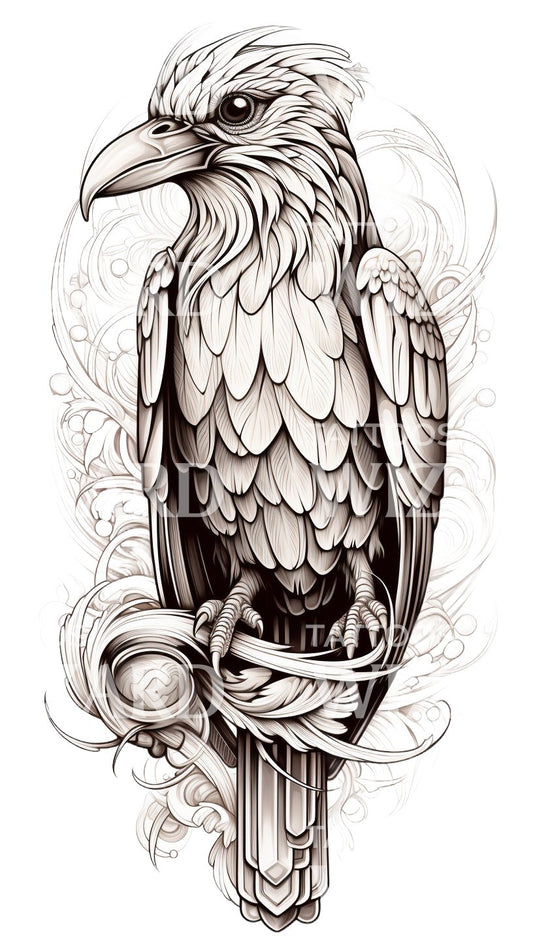 Raven Old School Tattoo Design