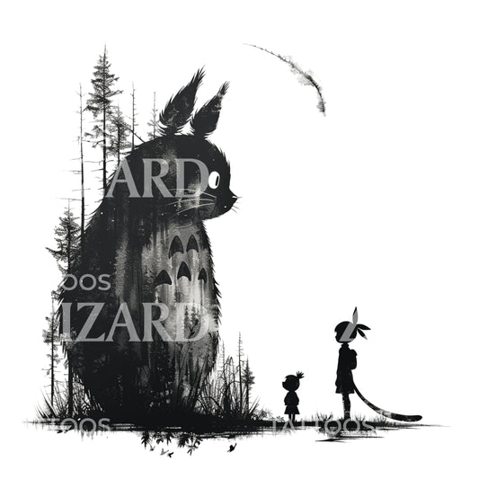 Ghibli Inspired Totoro Tattoo Design