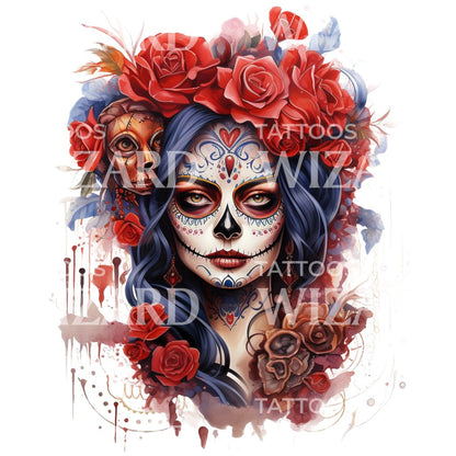 La Catrina Sleeve Tattoo Design