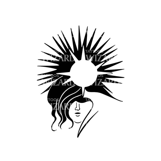 Conception de tatouage minimaliste de la déesse du soleil