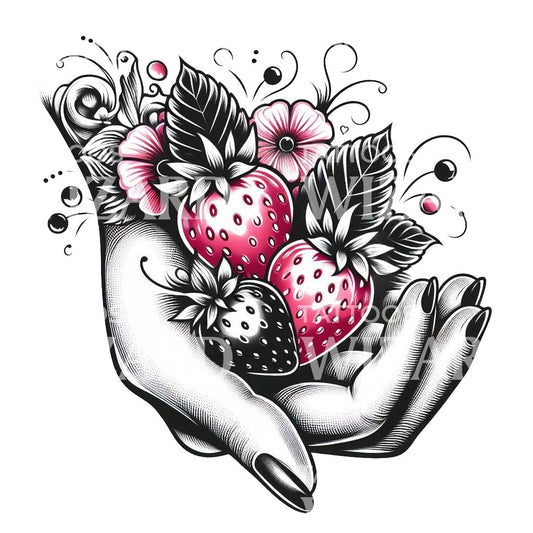 Poignée de conception de tatouage de fraises