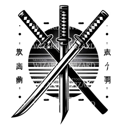 Couple Of Katana Tattoo Design