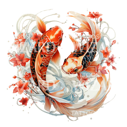 Traditional Japanese Koi Fish Tattoo Design