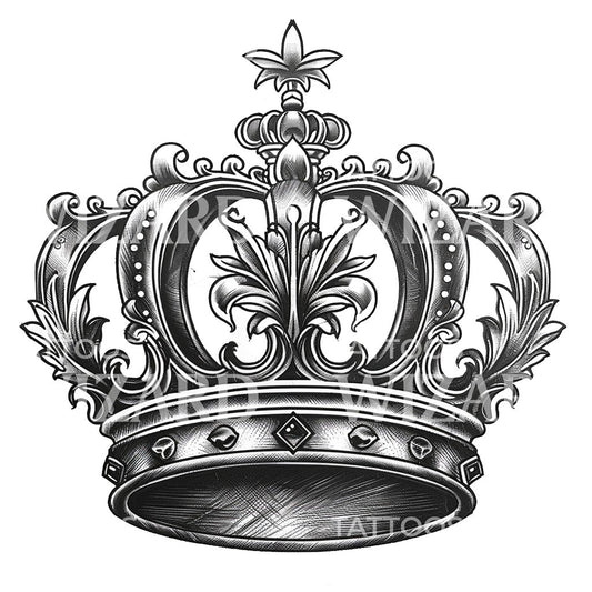 Conception de tatouage de couronne baroque noire et grise