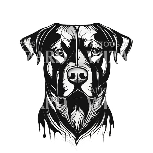 Rottweiler Dog Head with Patterns Tattoo Design