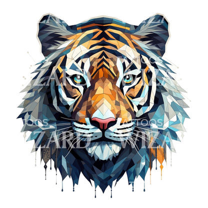 Geometric Tiger Head Tattoo Design