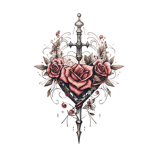 Heart Shaped Dagger Neo Traditional Tattoo Design