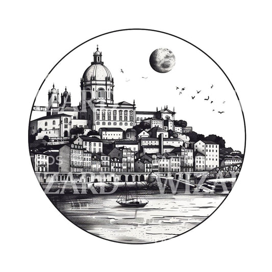 Lisbon Landscape Tattoo Design