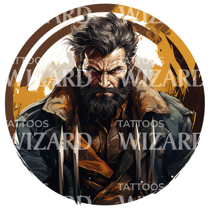Anime Style Wolverine Tattoo Design