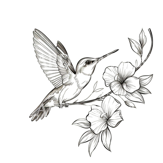 Tiny Tropical Hummingbird Tattoo Design