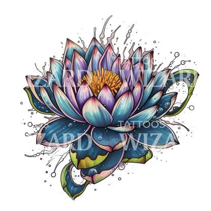 New School Lotus Flower Tattoo Design