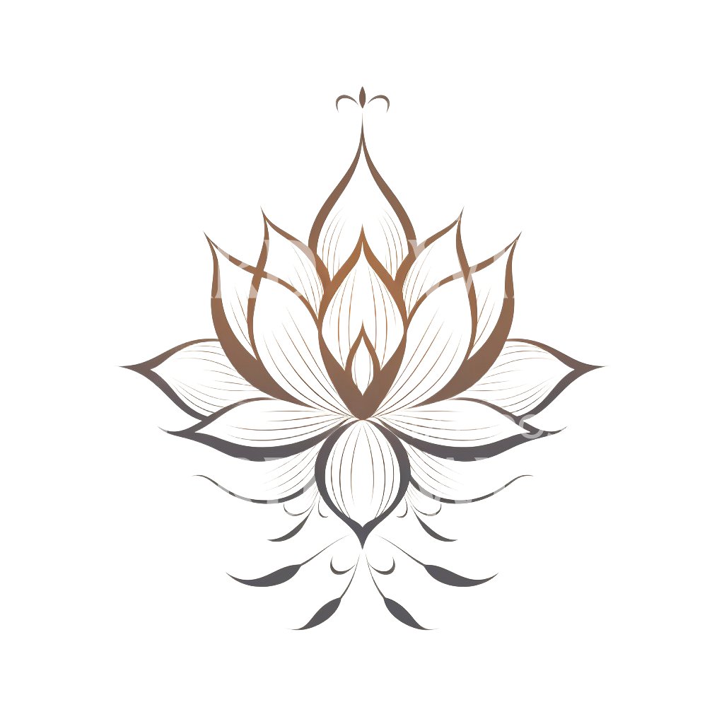 Conception de tatouage de fleur de lotus fineline