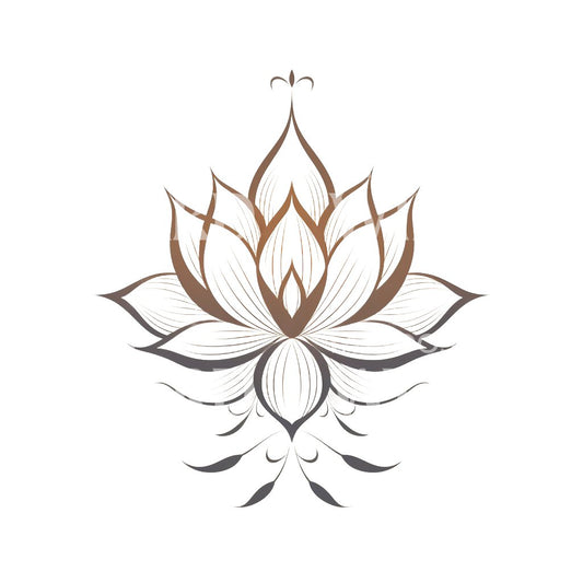 Fineline Lotus Flower Tattoo Design