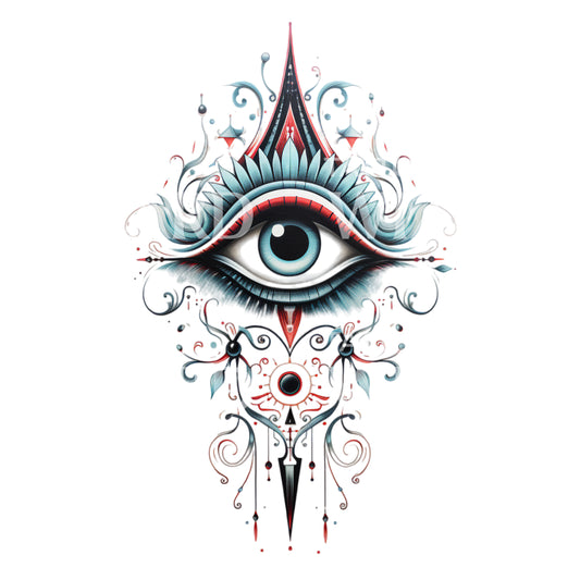 Ornamental Blue Eye Tattoo Design