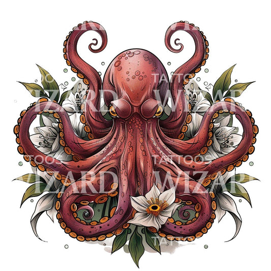 Neo Traditional Octopus Tattoo Design