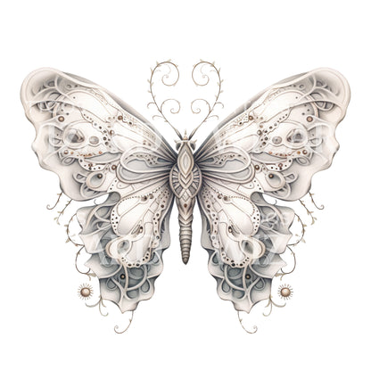 Black and Grey Moth Tattoo Design
