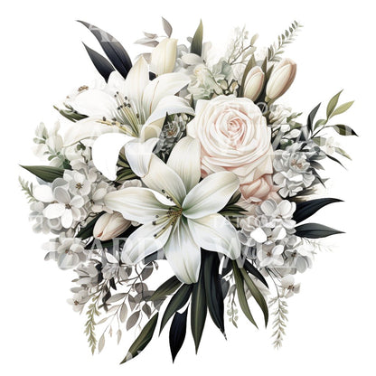 White Bridal Bouquet Tattoo Design