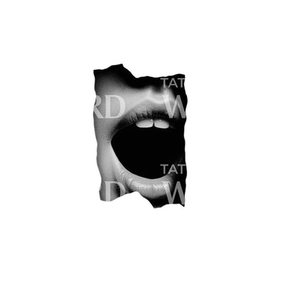 Screaming Mouth Behind Paper Hole Tattoo Design