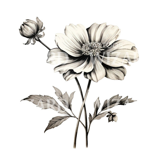 Vintage Style Flower Tattoo Design