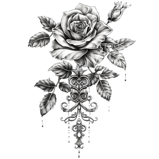 Zeitloses dekoratives Rosen-Tattoo-Design