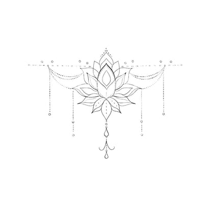 Ornamental Lotus Fineline Tattoo Design