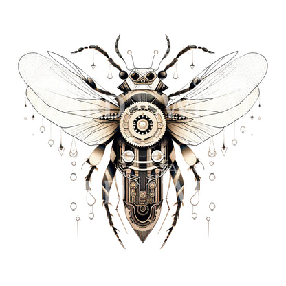 Futuristic Golden Insect Tattoo Design