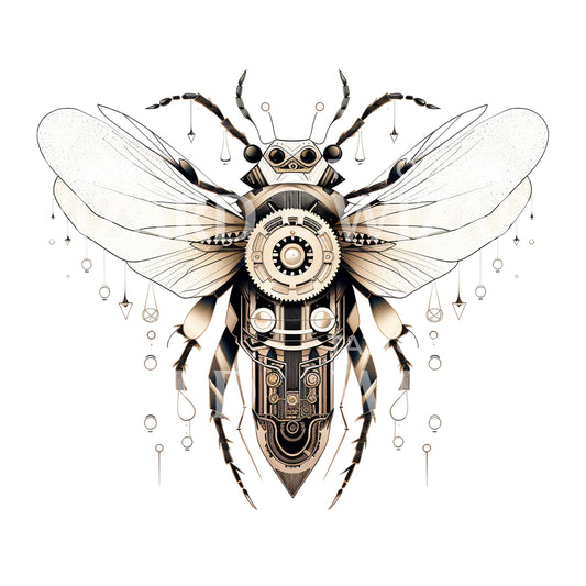 Futuristic Golden Insect Tattoo Design