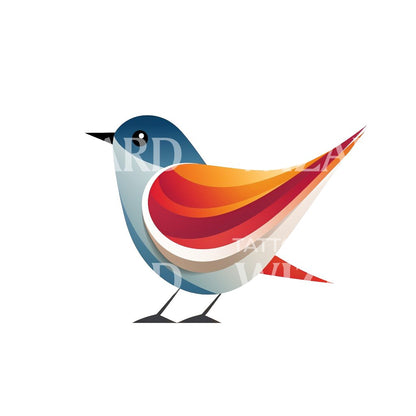 Cute Colorful Bird Tattoo Design