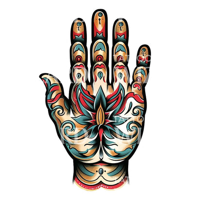 Spiritual Tattooed Hand Old School Tattoo Design
