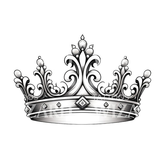 Black and Grey Crown Tattoo Design
