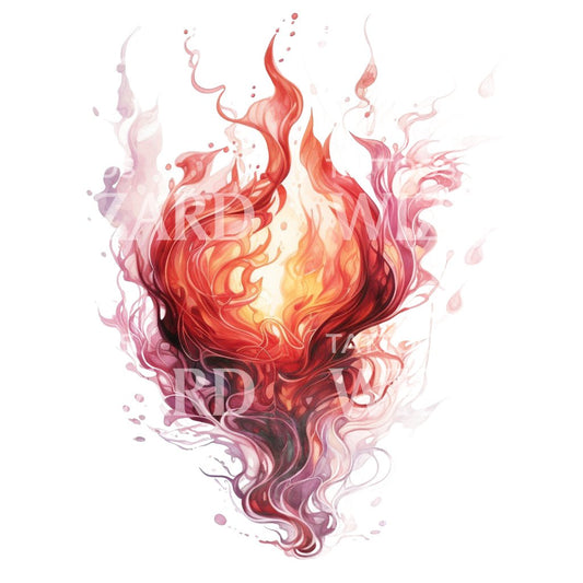 Abstraktes Tattoo-Design mit Flammen in Aquarell