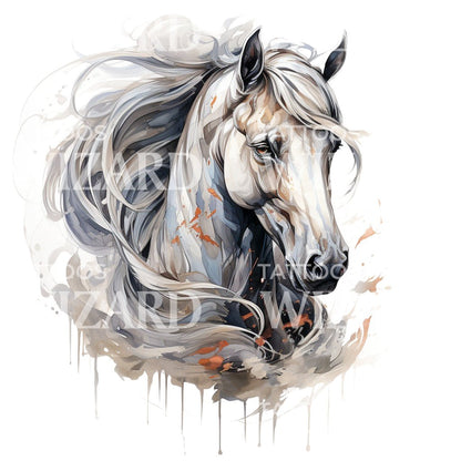 Illustrative Horse Head Tattoo Design