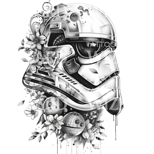 Star Wars Clone Helmet Black & Grey Tattoo Design
