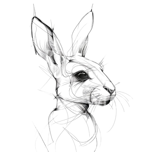 Conception de tatouage de portrait de lapin aux lignes fines