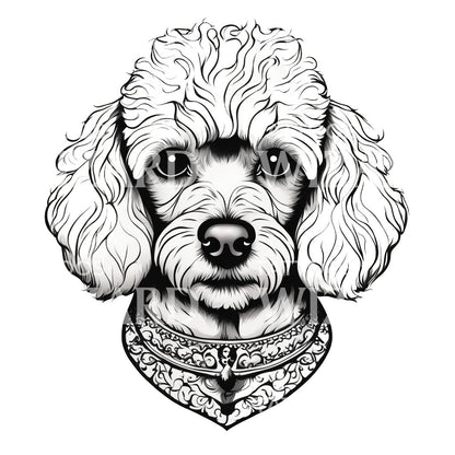 Poodle Dog Head Tattoo Design