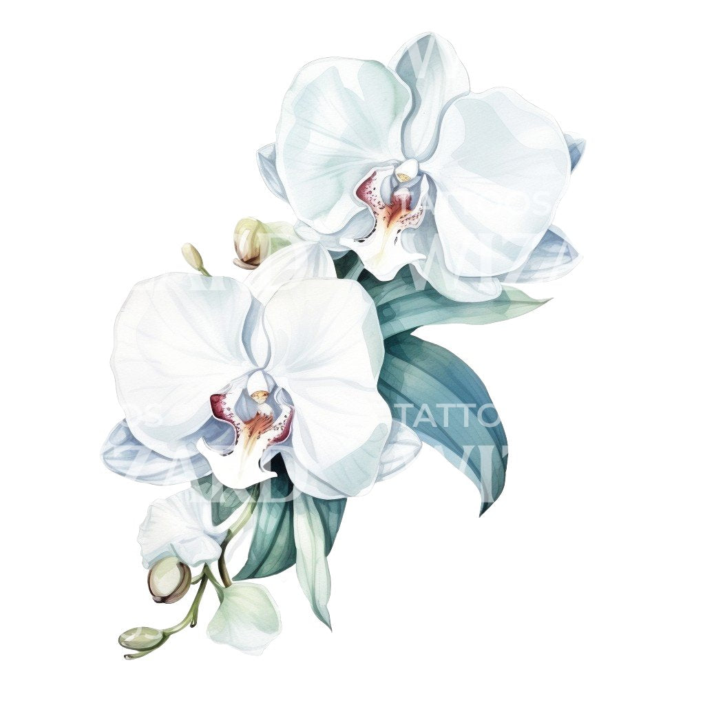 Conception de tatouage d'orchidée blanche