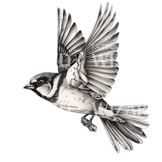 Flying Sparrow Bird Tattoo Design