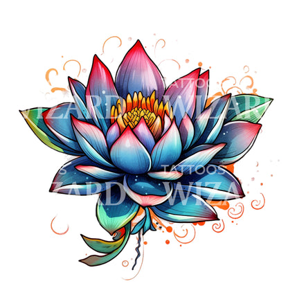 New School Lotus Flower Tattoo Design