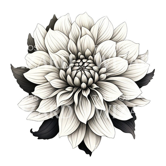 Black and Grey Dahlia Tattoo Design